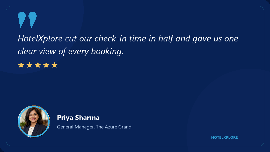 Testimonial from Priya Sharma, General Manager at The Azure Grand