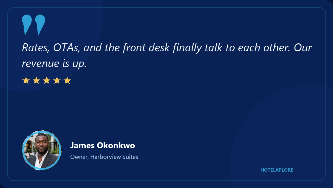 Testimonial from James Okonkwo, Owner of Harborview Suites
